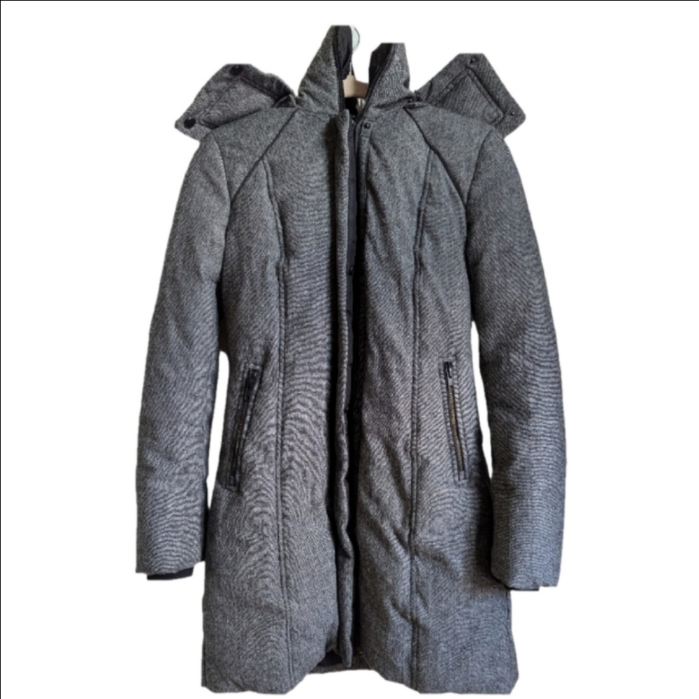 SOiA & KYO Grey Puffer Down & Feather Hooded Winter Coat Size Extra-Small